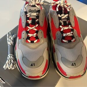 Balenciaga Red and Gray Men's Sneakers